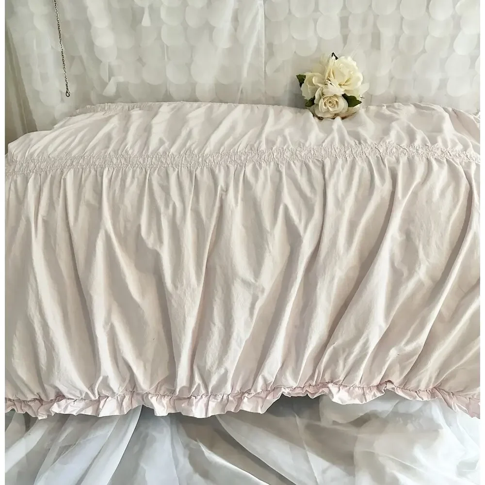 Simply Shabby Chic Full /Twin Comforter Ruffled Edges Pink 73 X 90” *Cleaned*